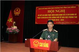 Cao Bằng sơ kết 5 năm thực hiện Nghị định số 21 của Chính phủ về khu vực phòng thủ giai đoạn 2019-2024